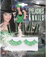 Set Ciglia, Unghie. Verde Glitter