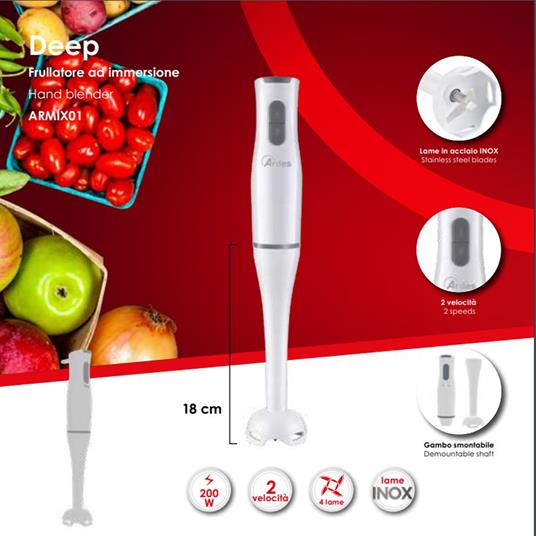 Frullatore ad Immersione Ardes Deep ARMIX01 Hand Blender 200W Bianco - 2