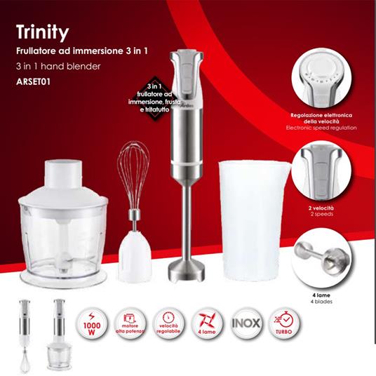 Frullatore ad Immersione Ardes Trinity ARSET01 3 in 1 Frusta e Tritatutto  200W Bianco - Ardes - Idee regalo | IBS