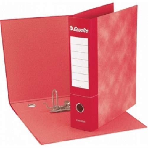 Esselte Raccoglitore Essentials con meccanismo a leva e con custodia, Formato Protocollo, Cartone, Dorso 5 cm, Rosso, Confezione da 8