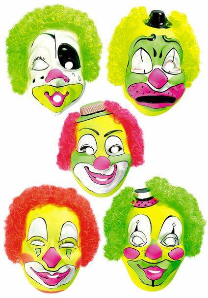 Maschera clown con capelli fluorescenti