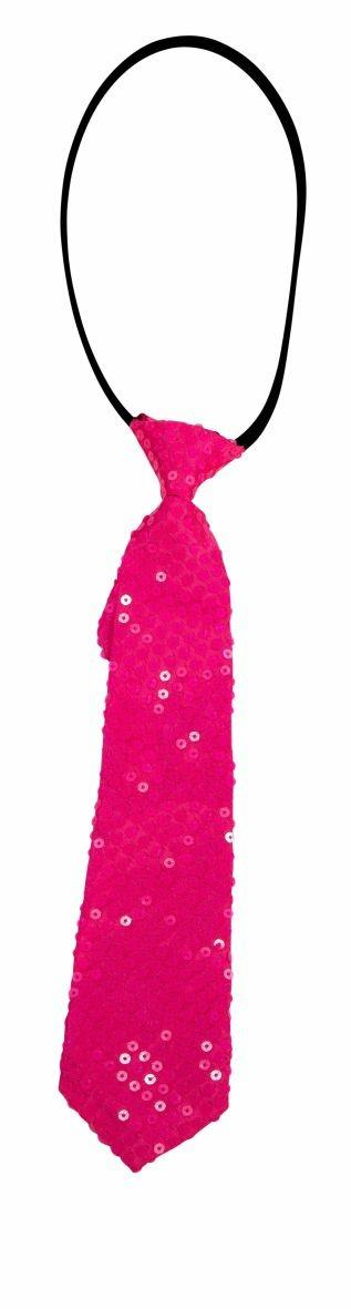 Cravatta In Raso E Paillettes Rosa Fluo con Elastico - Carnival Toys - Idee  regalo | IBS