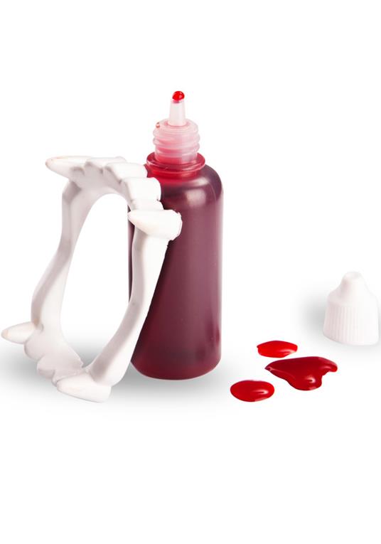 Sangue Finto In Bottiglia con Dentiera Vampiro Ml.28 Ca. - Carnival Toys -  Idee regalo