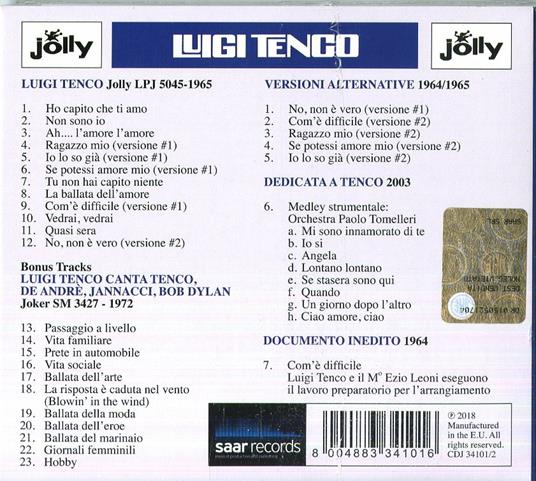 L'uomo e l'artista. 80° Anniversario - CD Audio di Luigi Tenco - 2