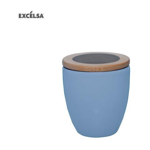 Excelsa Barattolo In Ceramica Con Tappo In Legno Azzurro Accessori Cucina -  Excelsa - Idee regalo | IBS
