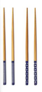 Excelsa, set 4 Bacchette Sushi in Bambù Cm 22,5 Azzurro