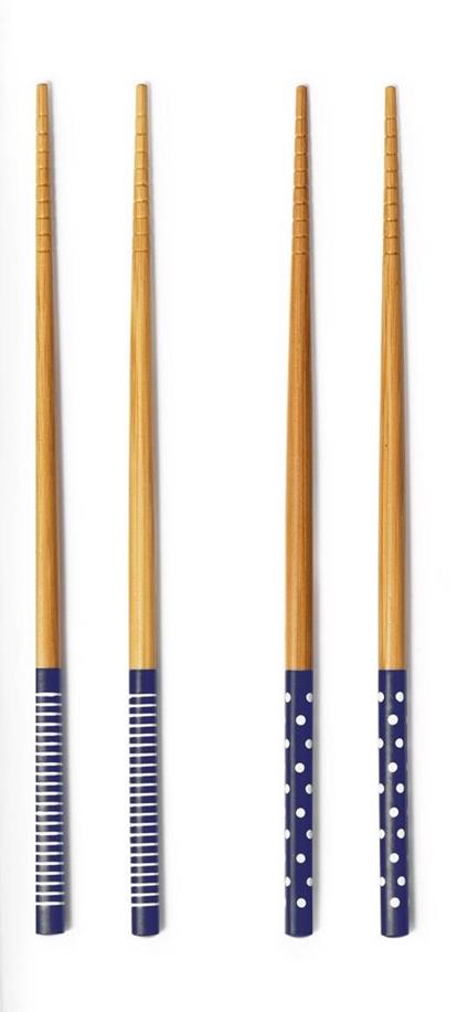 Excelsa, set 4 Bacchette Sushi in Bambù Cm 22,5 Azzurro - Excèlsa