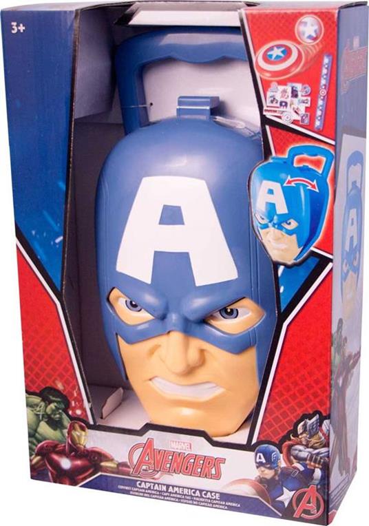 Valigetta Capitan America con Frisbee, Braccialetto Slap e Stickers - 2