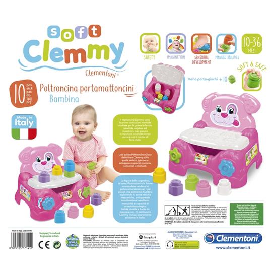 Poltroncina Porta Mattoncini Pink - Clementoni - Clemmy - Primi giochi -  Giocattoli | IBS