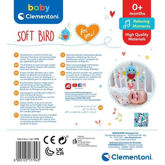 Soft Bird Carillon - Clementoni - Baby Clementoni - Primi giochi -  Giocattoli | IBS