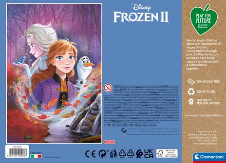 Clementoni Play For Future Disney Frozen 2 24 pezzi materiali 100% riciclati Made in Italy, puzzle bambini 3 anni+, 20260 - 3