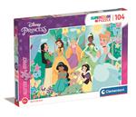 Clementoni supercolor puzzle glitter disney princess  104 pezzi