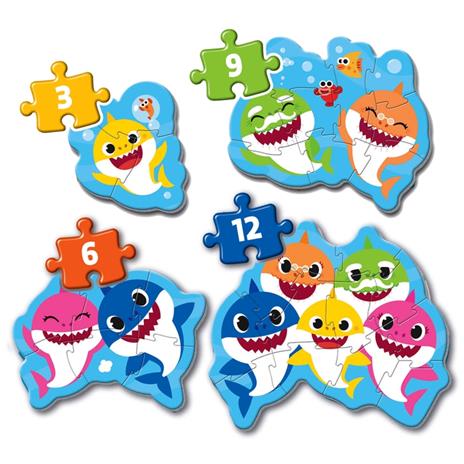 Puzzle Baby Shark - 1x3 + 1x6 + 1x9 + 1x12 pezzi - 4