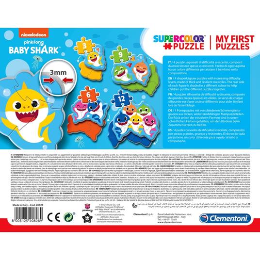 Puzzle Baby Shark - 1x3 + 1x6 + 1x9 + 1x12 pezzi - 5