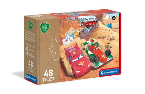 Clementoni Play For Future Disney Pixar Cars 3x48 pezzi materiali 100% riciclati Made in Italy, puzzle bambini 4 anni+, 25254