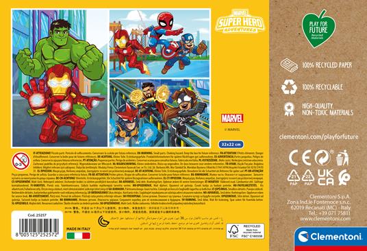 Clementoni Play For Future Marvel Super Hero 3x48 pezzi materiali 100% riciclati Made in Italy, puzzle bambini 4 anni+, 25257 - 3