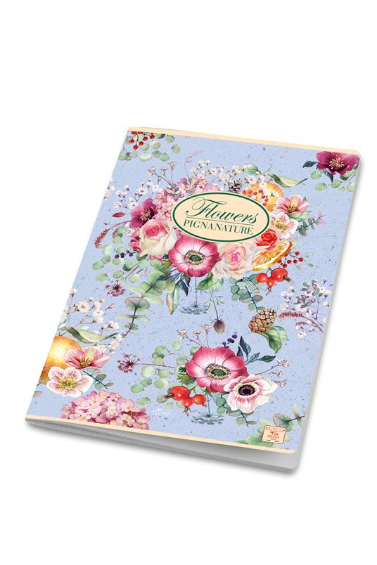 Quaderno Maxi Pigna Nature Flowers, quadretti grandi 5mm 42Ff/Sh - 21 x 29,7 cm - 5