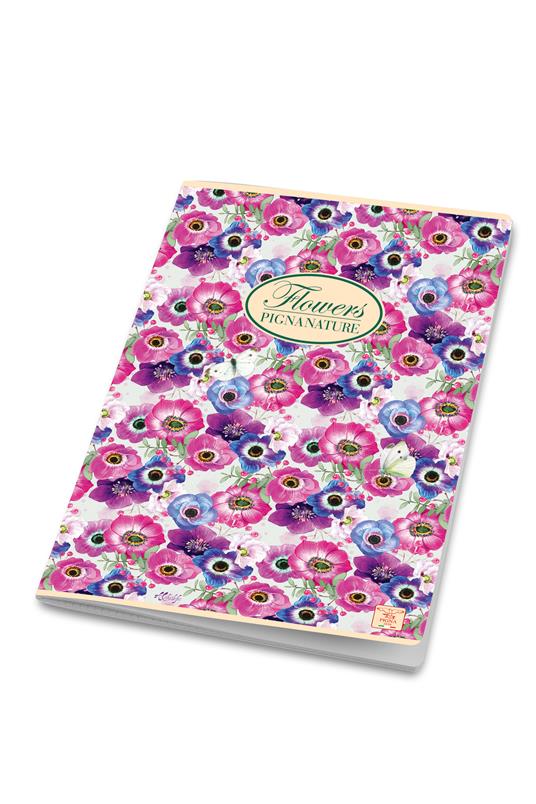 Quaderno Maxi Pigna Nature Flowers, quadretti grandi 5mm 42Ff/Sh - 21 x 29,7 cm - 6