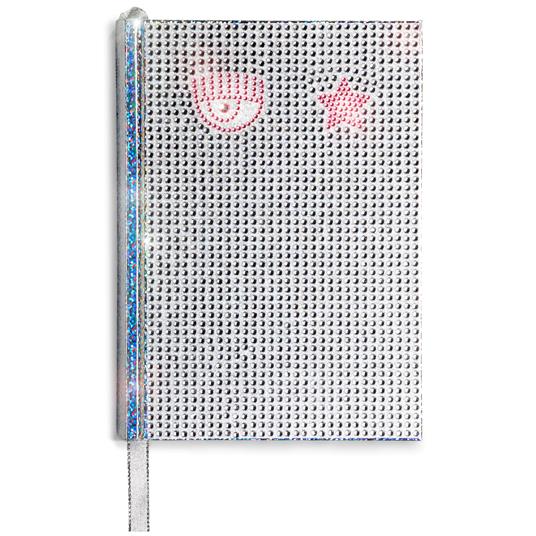 Diario 16 mesi, Chiara Ferragni, 2023-2024, argento con strass - 13,2 x  18,3 cm