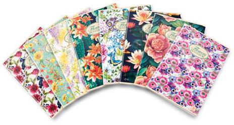 Confezione da 10 quaderni, Maxi Pm Pigna Nature Flowers Ff. 40+2 Carta Interna Riciclata 80 Gr, 4M, a quadretti 4mm - 2