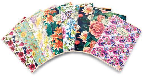 Confezione da 10 quaderni, Maxi Pm Pigna Nature Flowers Ff. 40+2 Carta Interna Riciclata 80 Gr, 5M, a quadretti 5mm