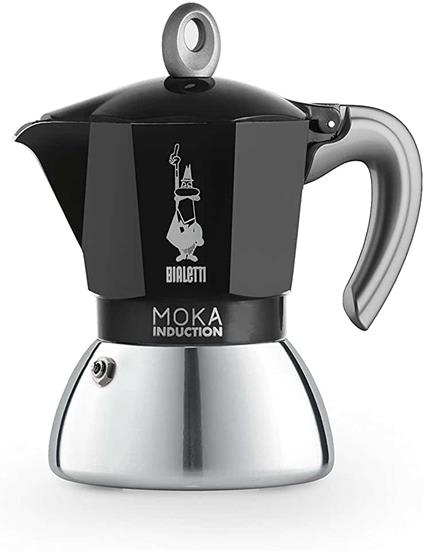 Bialetti moka induction, caffettiera 4 tazze nera