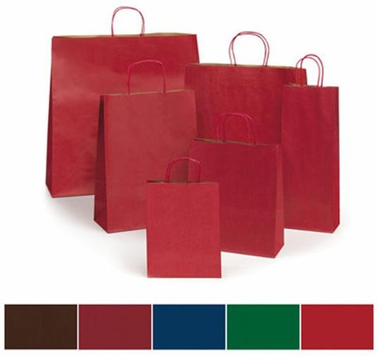 Shopper Tinta Unita Su Kraft Avana Cm.46x16x49 Ass. Colori Scuri