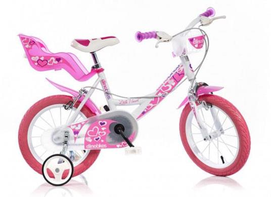 Bicicletta bimba ruota 14 rosa e bianca - Dino Bikes - Biciclette e  monopattini - Giocattoli | IBS