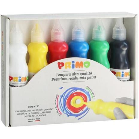 PRIMO 2533TL6 Guazzo di qualità superiore, in flacone da 75 ml con beccuccio, 6 colori.