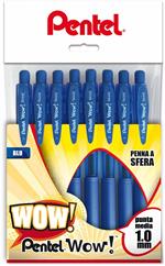 Penna a sfera a scatto Pentel Wow BK440 inchiostro blu, punta media 1.0. Confezione 8 pezzi