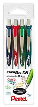 Pentel BL77 Energel XM scatto 0,7 mm taschina 4 pz (rosa, blu scuro, turchese, verde chiaro)