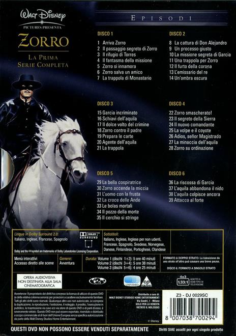 Zorro. Serie 1. Completa (6 DVD) - DVD - Film di Charles Barton , Lewis R.  Foster Avventura | IBS