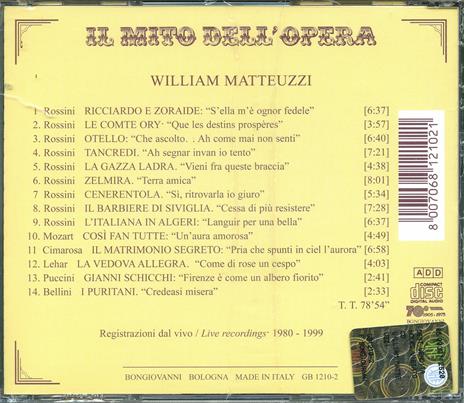Il mito dell'opera - CD Audio di William Matteuzzi - 2