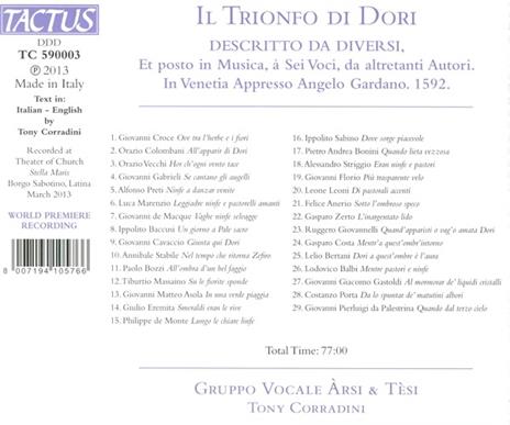 Il trionfo di Dori. Venezia 1592 - CD Audio di Gruppo Vocale Arsi e Tesi - 2