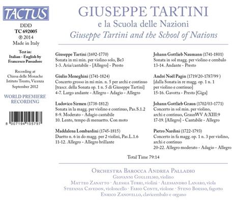 Giuseppe Tartini e la Scuola delle Nazioni - CD Audio di Giuseppe Tartini,Giovanni Guglielmo - 2