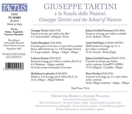 Giuseppe Tartini e la Scuola delle Nazioni - CD Audio di Giuseppe Tartini,Giovanni Guglielmo - 2