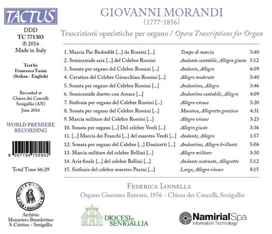 Trascrizioni operistiche per organo - CD Audio di Giovanni Morandi,Federica Iannella - 2