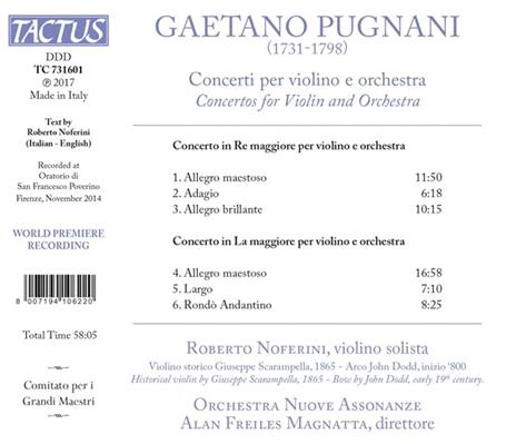 Concerti per violino - CD Audio di Gaetano Pugnani,Roberto Noferini - 2