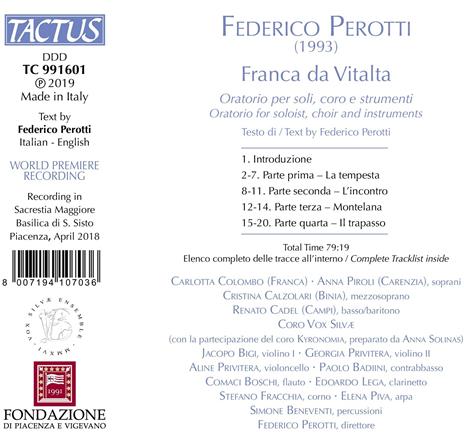 Franca da Vitalta. Oratorio per soli coro e strumenti - CD Audio di Federico Perotti,Vox Silvae Ensemble - 2