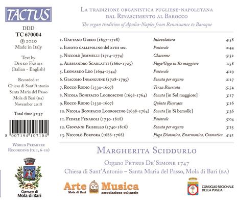 La tradizione organistica pugliese-napoletana - CD Audio di Margherita Sciddurlo - 2