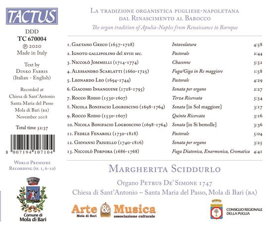 La tradizione organistica pugliese-napoletana - CD Audio di Margherita Sciddurlo - 2