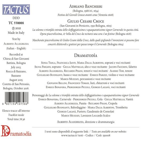 Festino del giovedì grasso - CD Audio di Adriano Banchieri - 2