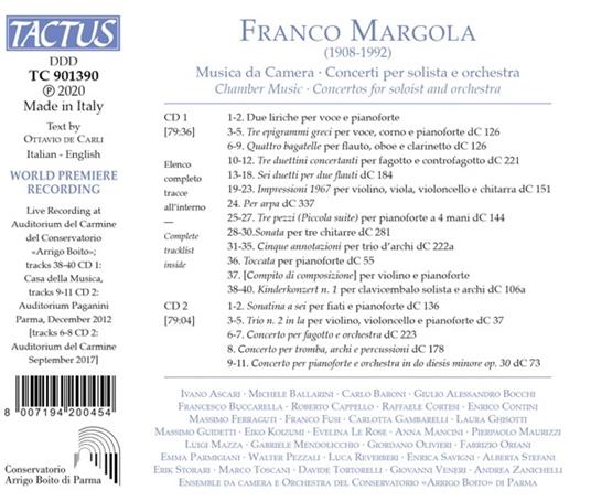 Musica da camera. Concerti per solista e orchestra - CD Audio di Franco Margola - 2