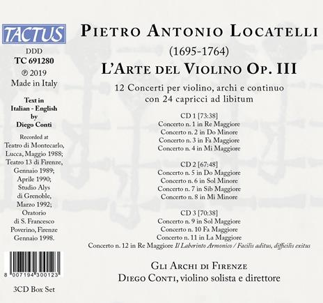 L'arte del violino op.III - CD Audio di Pietro Locatelli,Archi di Firenze - 2