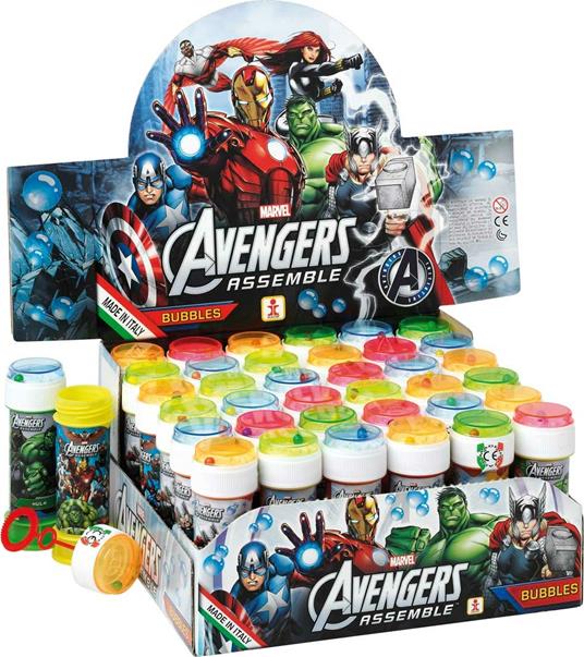 Bolle di Sapone Avengers. Flacone 60 Ml Display 36 Pz