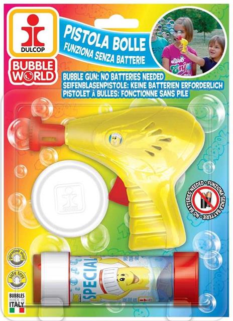 Bolle di Sapone. Pistola Bolle Meccanica Piccola. Blister 1 Pz 60 Ml.  Dulcop (Bubble World)