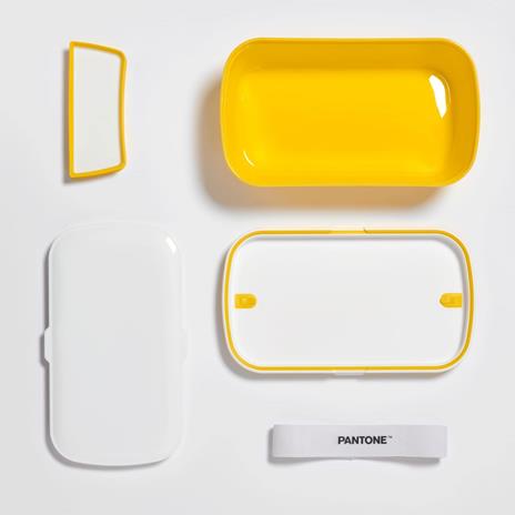 Pantone - Lunch Box, porta pranzo stile bento con divisorio interno. Ideale per l'ufficio o la scuola. 12x7x20,7 - Giallo - 2