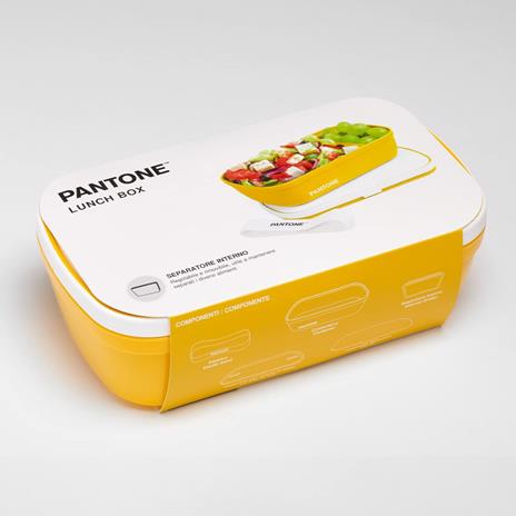 Pantone - Lunch Box, porta pranzo stile bento con divisorio interno. Ideale per l'ufficio o la scuola. 12x7x20,7 - Giallo - 3