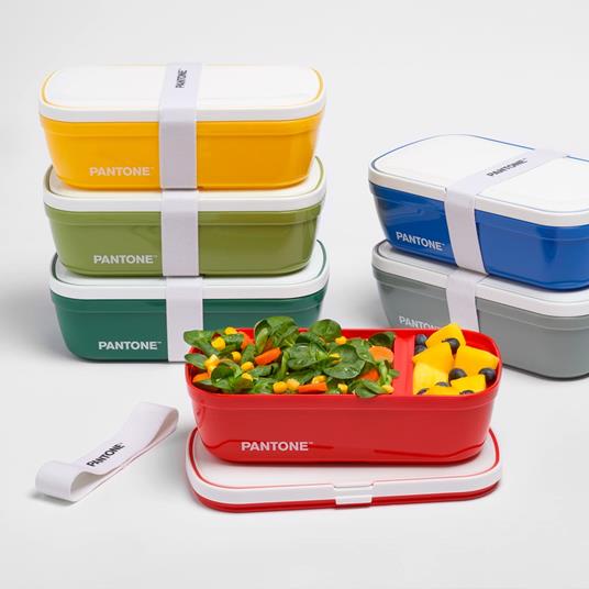 Pantone - Lunch Box, porta pranzo stile bento con divisorio interno. Ideale per l'ufficio o la scuola. 12x7x20,7 - Giallo - 5