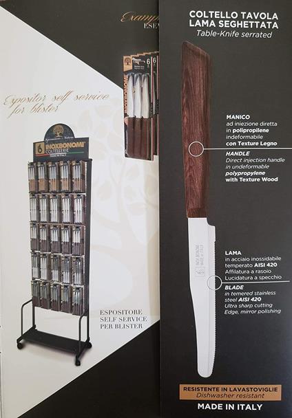 Bonomi set 6 coltelli da tavola mogano, cm 11 dentati, prodotti in italia -  INOXBONOMI - Idee regalo | IBS